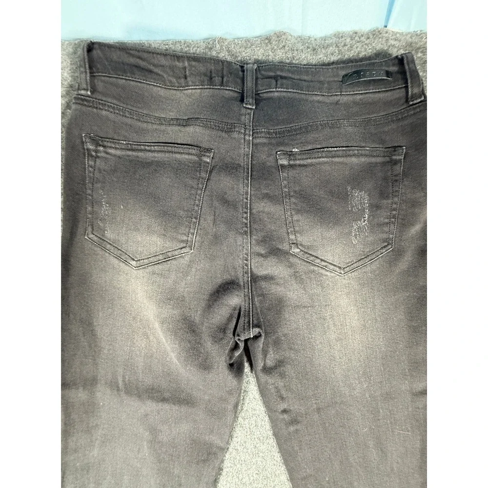 Risen Los Angeles Womens HighRise Button Fly Distressed Skinny Jeans Black 13/31